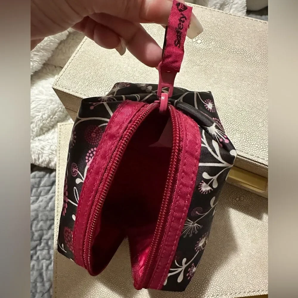 Floral Makeup Bag | Compact & Stylish Floral Black and Pink Women's Bag